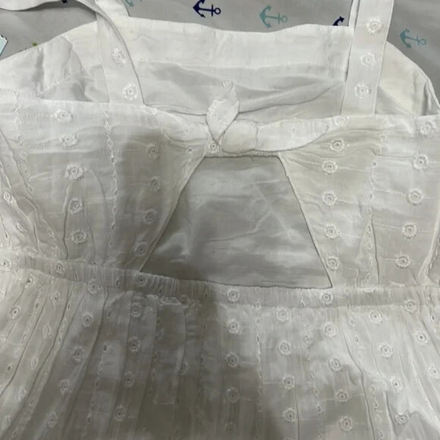 Cat & Jack Girls' Tie-Back Sleeveless Woven White Dress, Size XXL (18) Plus