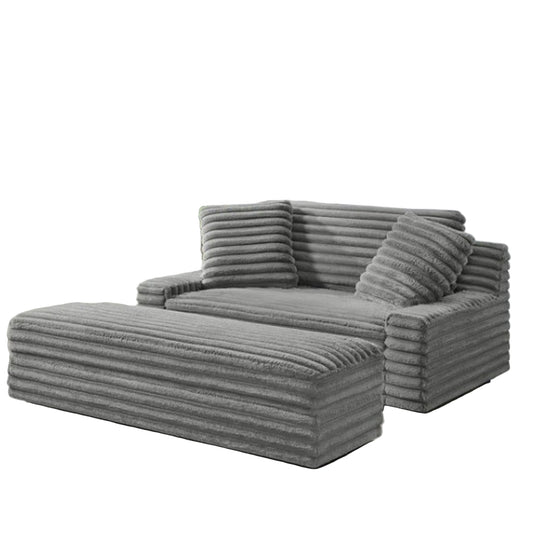 Thomasville Wills Oversize Chair with Storage Ottoman – Ultra-Soft Corduroy – Like New