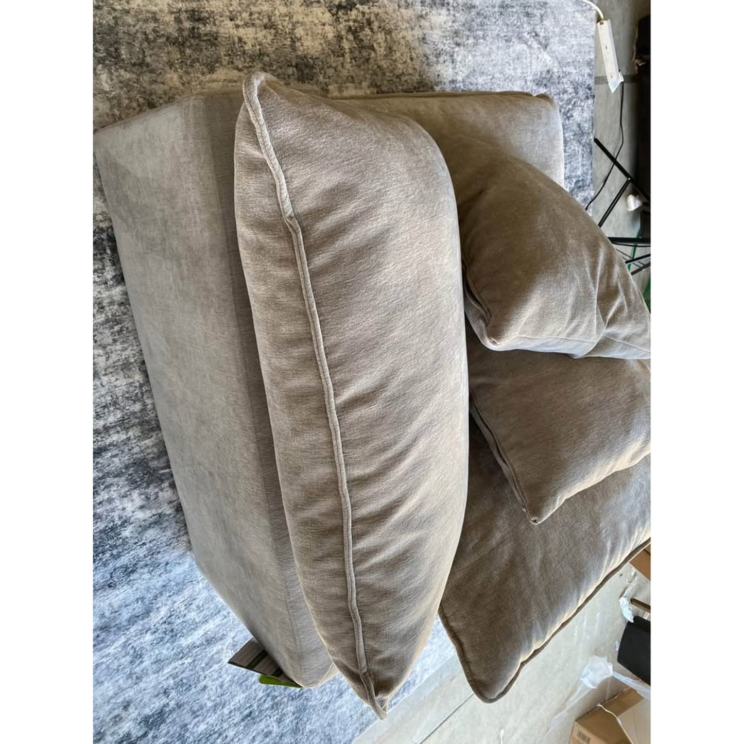 Sereen Fabric Corner Chair with 2 Pillows – Taupe – Modular Sectional Compatible – Like New