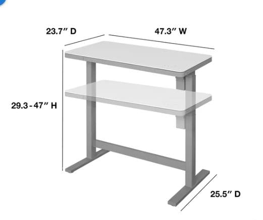New Tresanti Geller 47″ Adjustable Height Desk – Assembled, New Condition