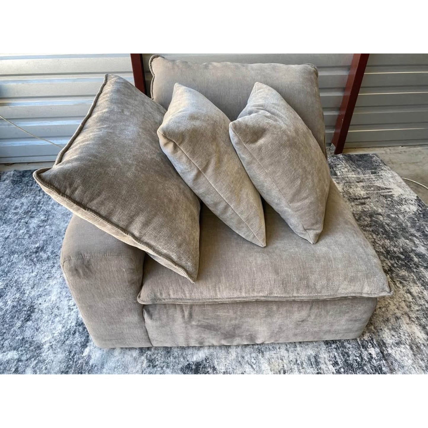 Sereen Fabric Corner Chair with 2 Pillows – Taupe – Modular Sectional Compatible – Like New
