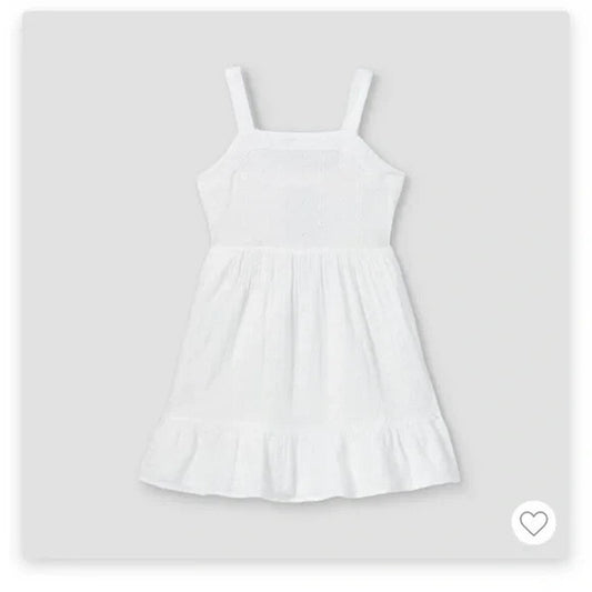 Cat & Jack Girls' Tie-Back Sleeveless Woven White Dress, Size XXL (18) Plus