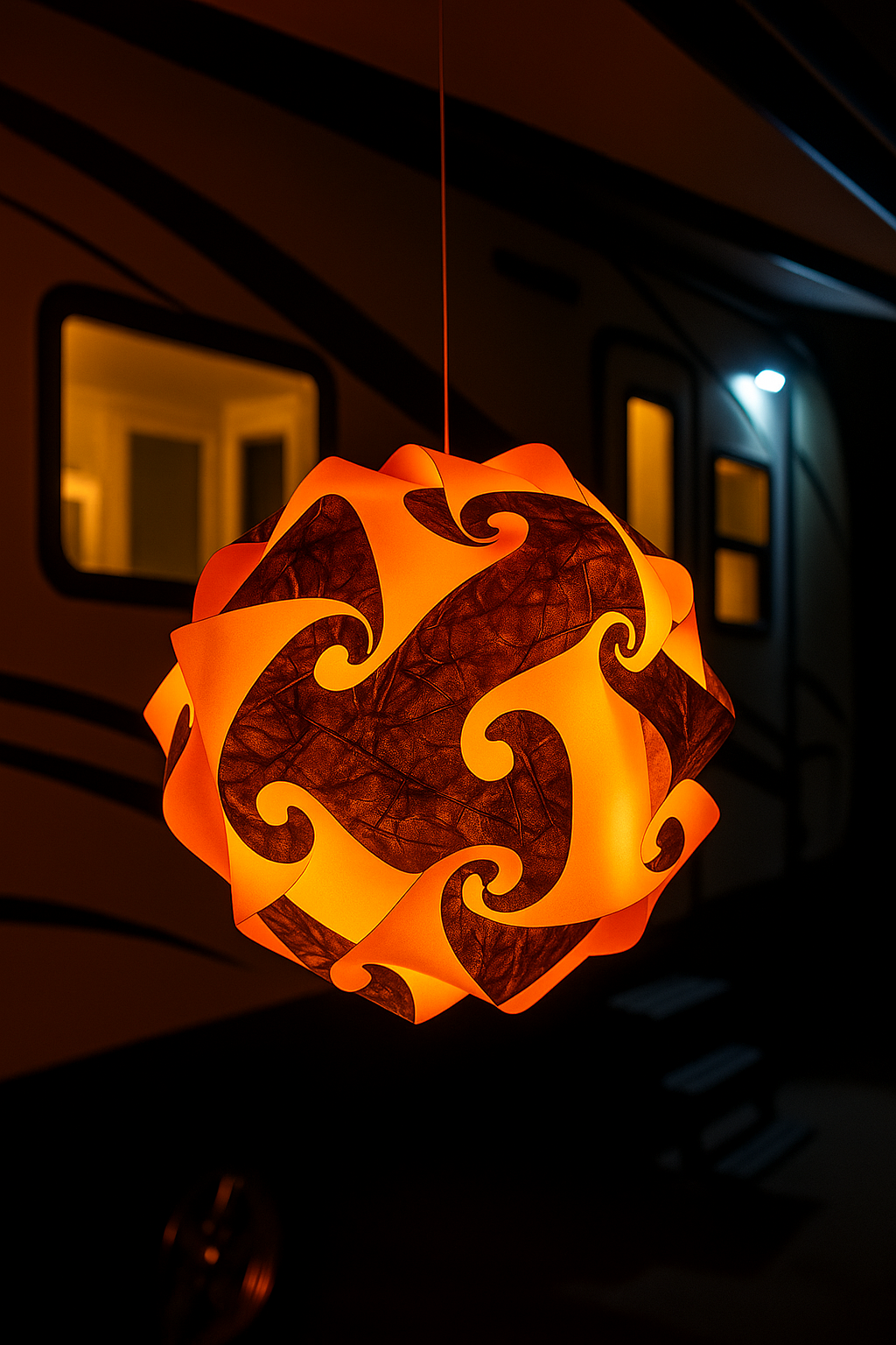 Fully Assembled 13" Puzzle Infinity Light Lamp – Cord and Bulb Included – Camouflage & Orange Design