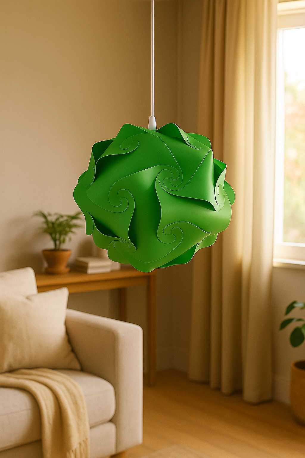 Fully Assembled 13" Puzzle Infinity Light Lamp – Cord and Bulb Included – Solid Green
