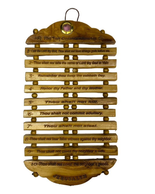 The Ten Commandments Hand Made Olive Wood Carved Hand Made Holy Land hanging