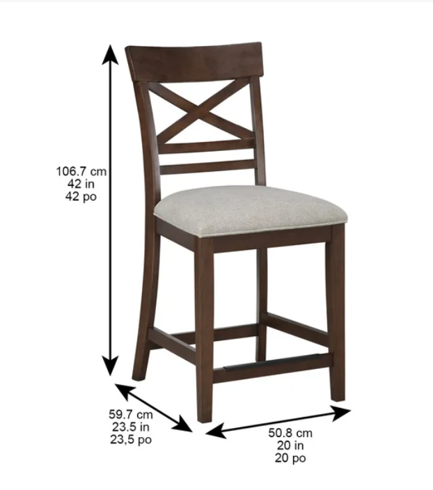 Collins 9-Piece Counter-Height Dining Set – Rustic Brown Acacia Wood with Upholstered Beige Chairs