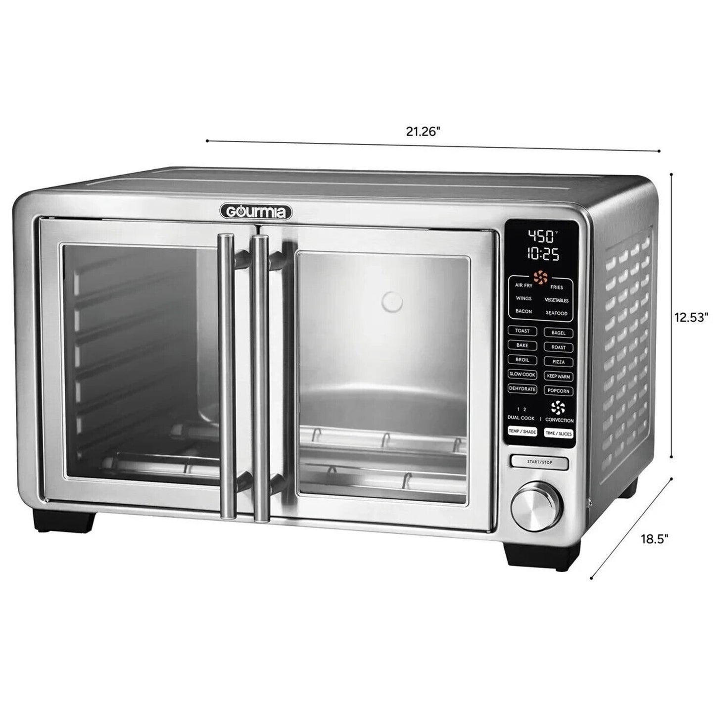 Gourmia XL Digital Countertop Oven with Air Fry Frech Door Stainless (Open Box)