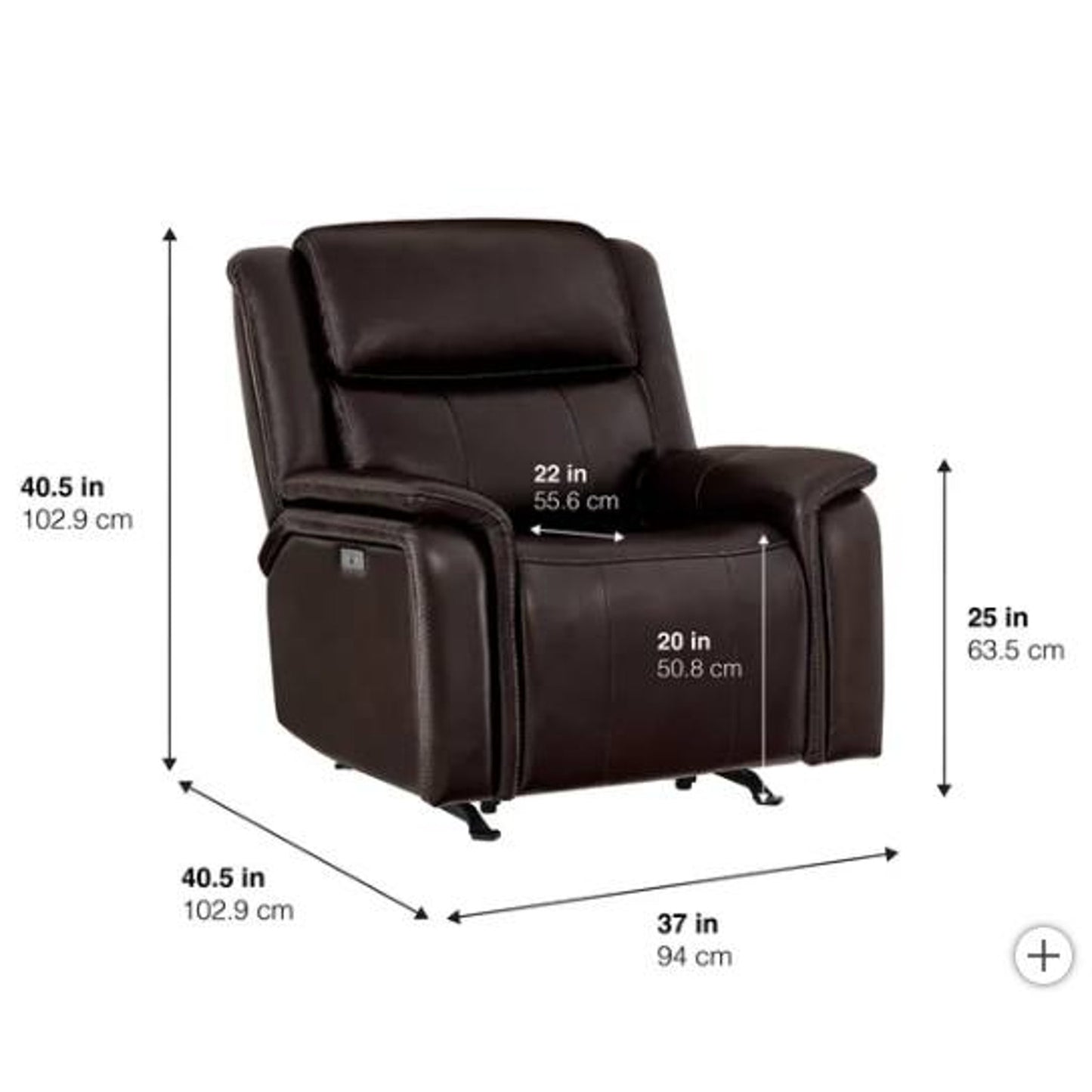 Barcalounger Bryson Leather Power Rocker Recliner – Power Headrest, USB Ports – Like New