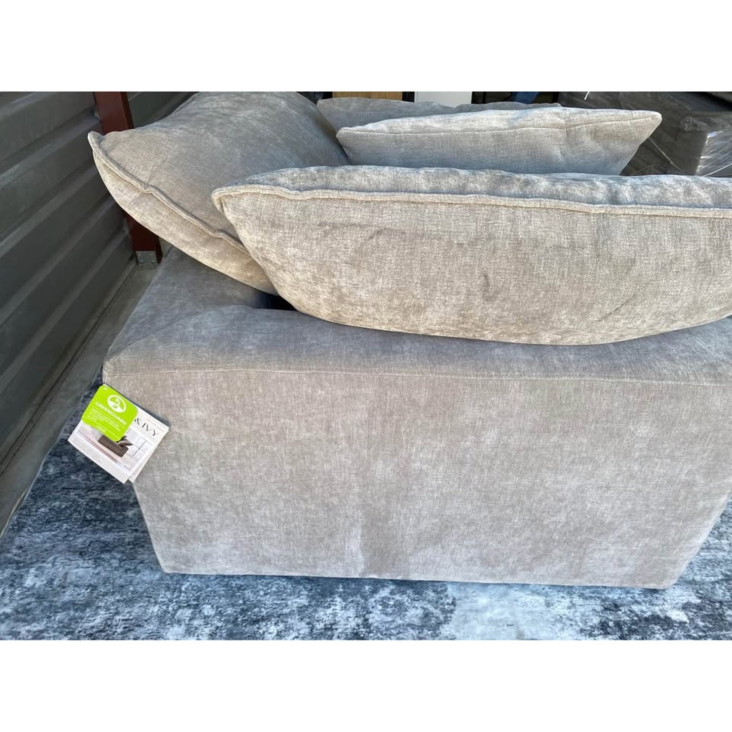 Sereen Fabric Corner Chair with 2 Pillows – Taupe – Modular Sectional Compatible – Like New
