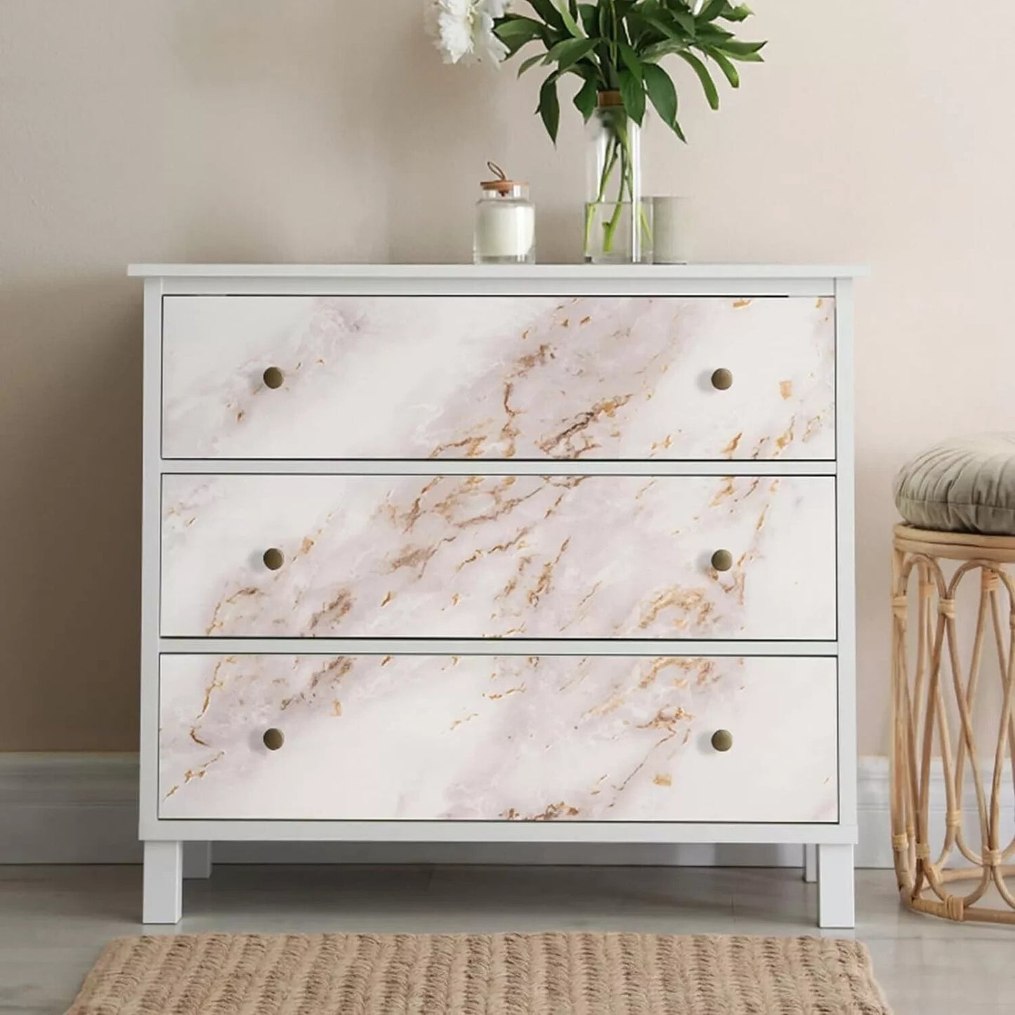 Peel & Stick Gold Marble Contact Paper 116"x23" Countertops Adhesive Waterproof