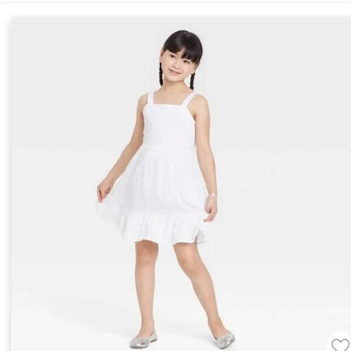 Cat & Jack Girls' Tie-Back Sleeveless Woven White Dress, Size XXL (18) Plus