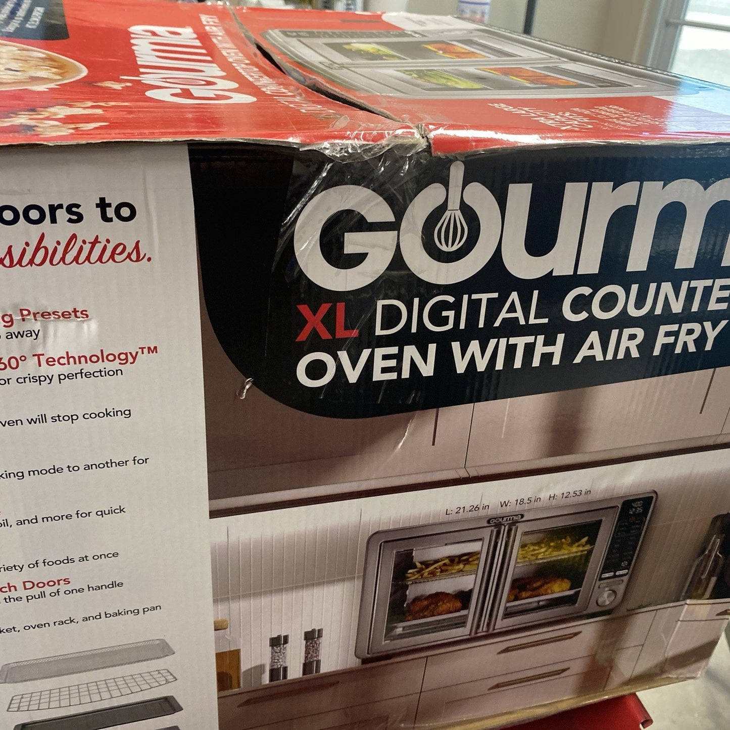 Gourmia XL Digital Countertop Oven with Air Fry Frech Door Stainless (Open Box)
