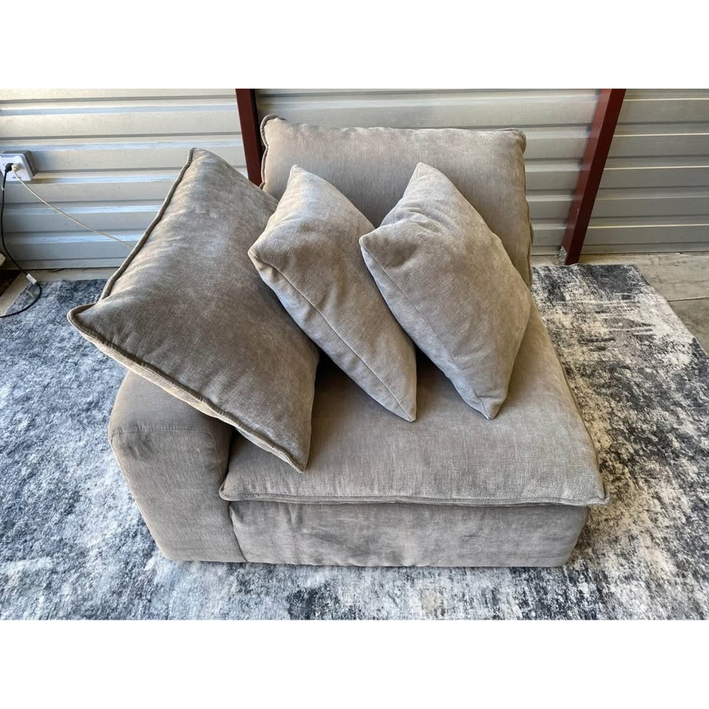 Sereen Fabric Corner Chair with 2 Pillows – Taupe – Modular Sectional Compatible – Like New