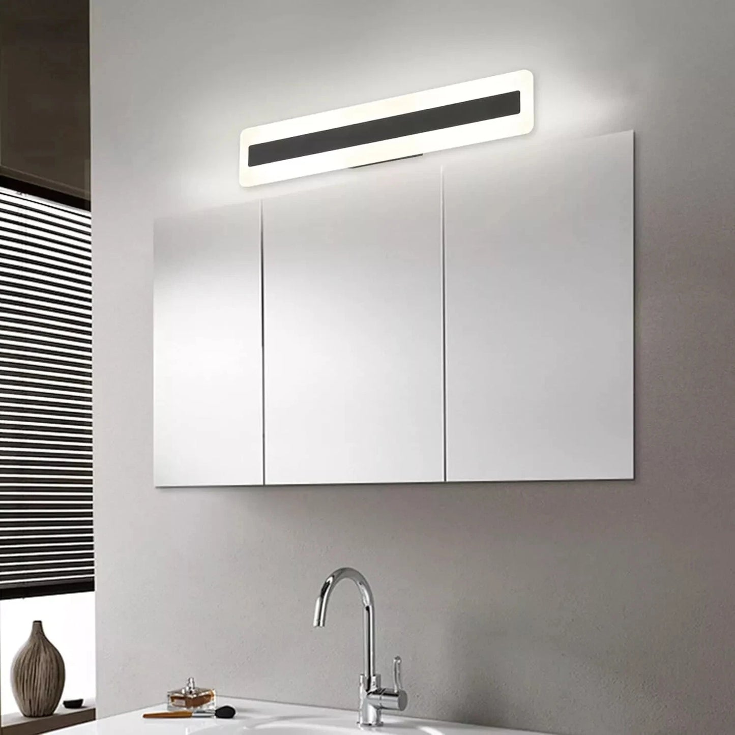 Bathroom Vanity Light Brushed Black Square Led 24 inch 20W Daylight 4000K Modern