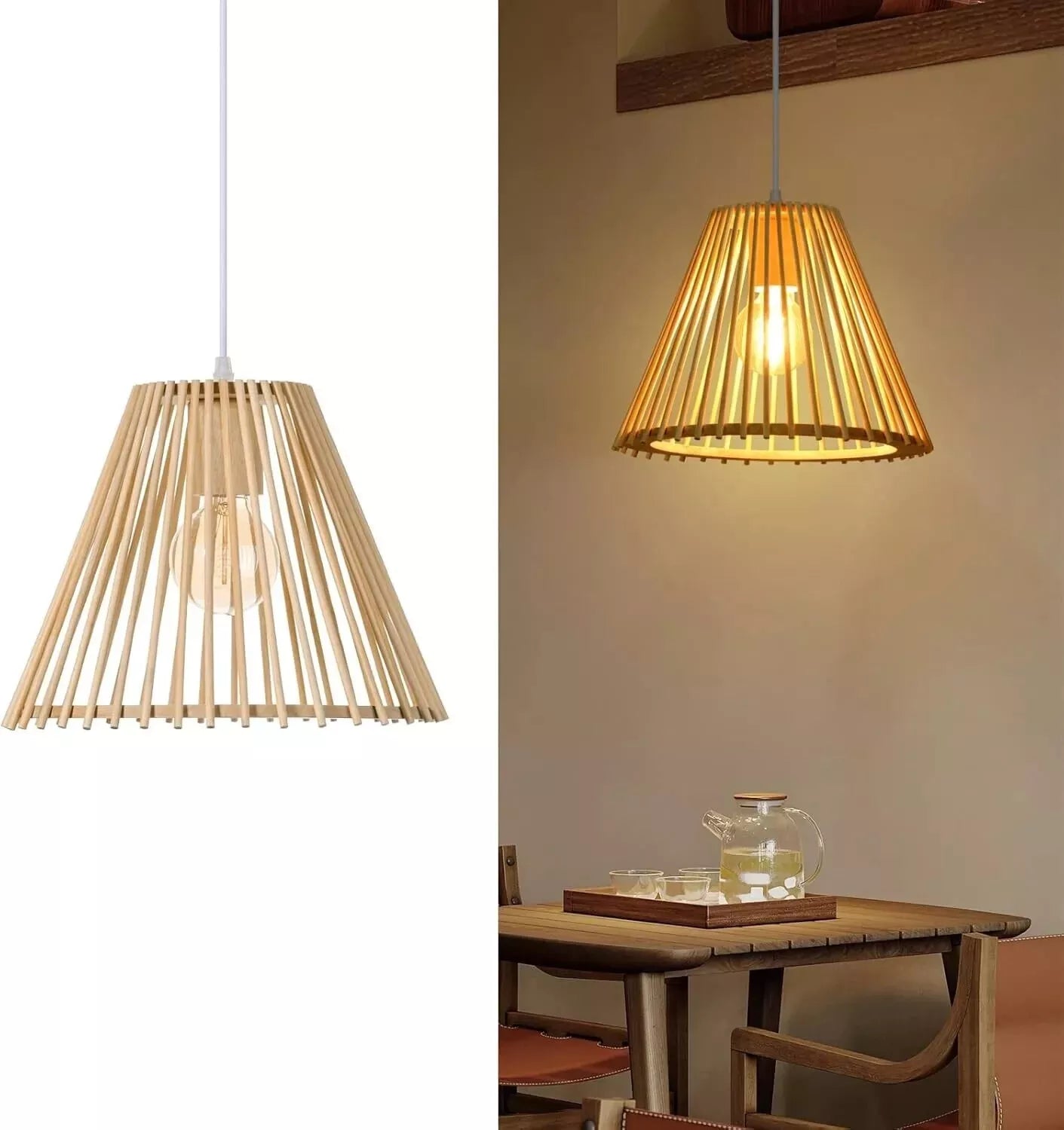 Arturesthome Farmhouse Pendant Chandelier, Rustic 1-Light, Adjustable Height