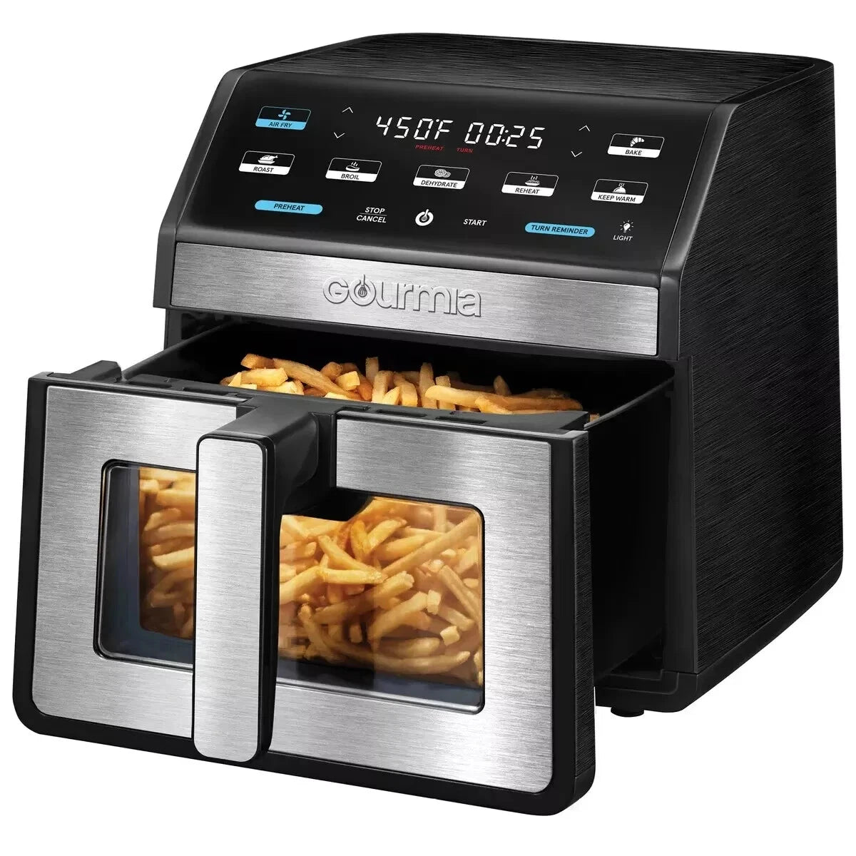 Gourmia 8 QT Digital Air Fryer Window & Light, Countertop Black (New Open Box)