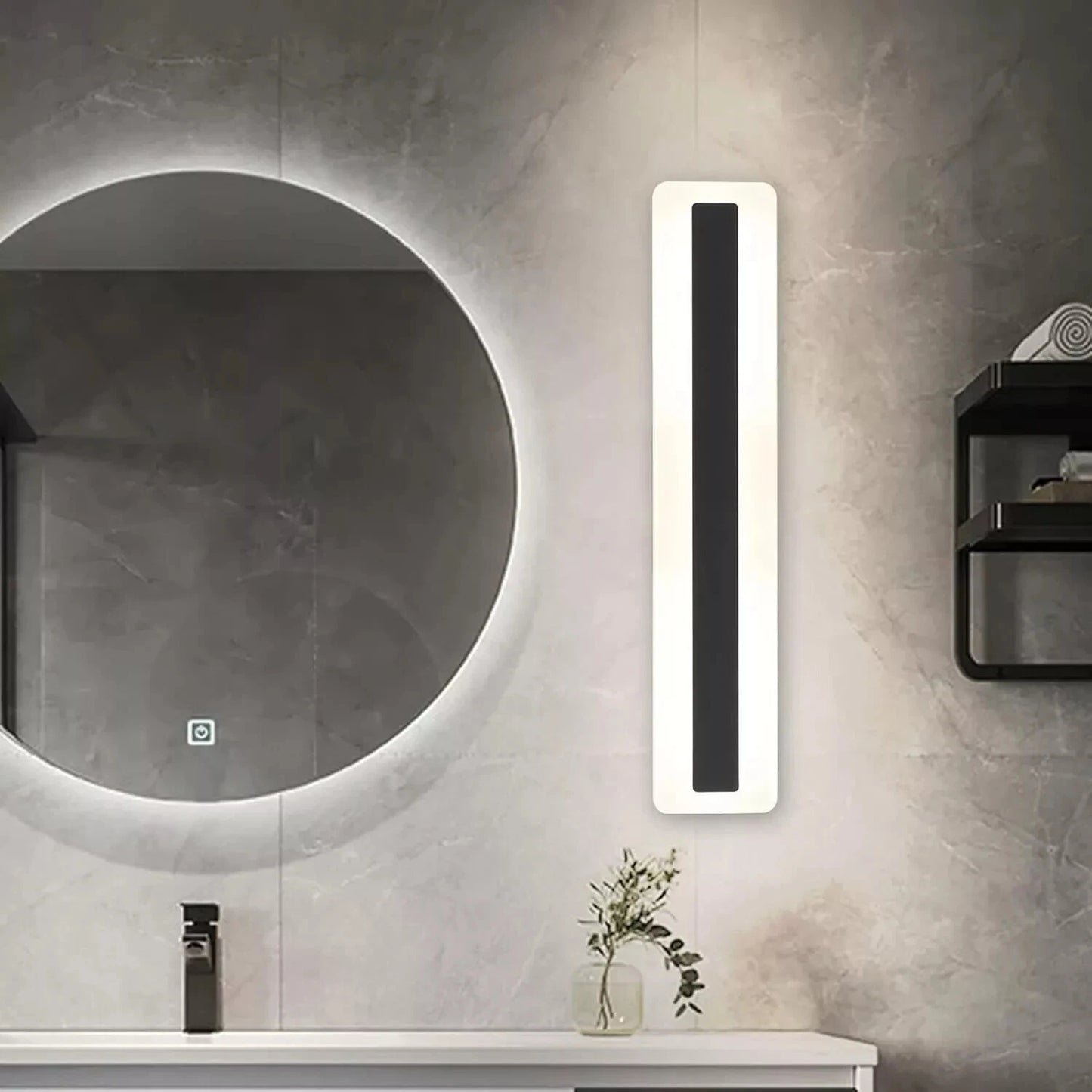 Bathroom Vanity Light Brushed Black Square Led 24 inch 20W Daylight 4000K Modern