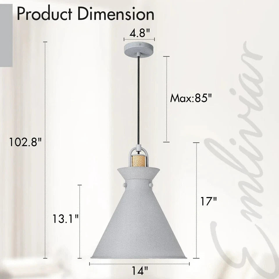 Emliviar Hanging Lamp, Industrial Vintage Pendant Lighting Kitchen Island 14 Inc