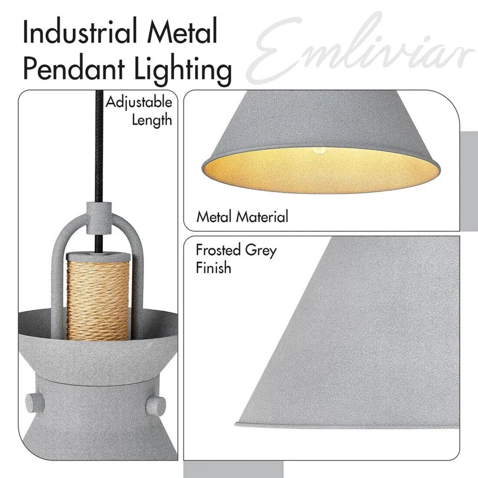 Emliviar Hanging Lamp, Industrial Vintage Pendant Lighting Kitchen Island 14 Inc