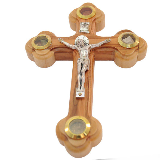 Handcrafted Olive Wood Cross & Crucifix from the Holy Land 7"X 5"