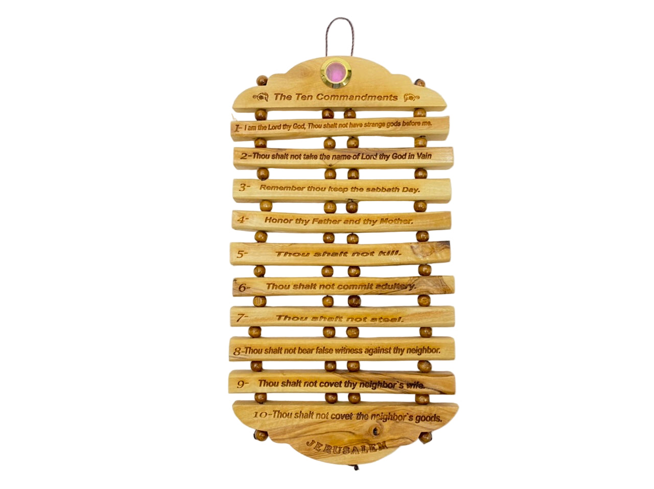 The Ten Commandments 10"X 5.5" Hand Made Olive Wood Carved Hand Made Holy Land hanging