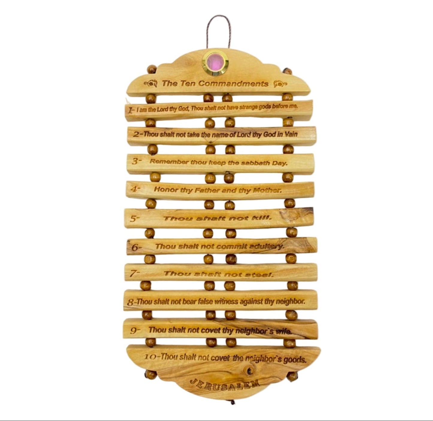 The Ten Commandments 10"X 5.5" Hand Made Olive Wood Carved Hand Made Holy Land hanging