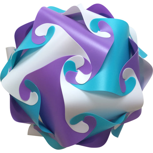 Fully Assembled 13" Puzzle Infinity Light Lamp – Cord and Bulb Included – Purple White Teal