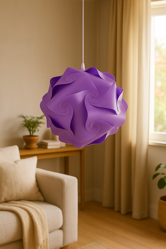 Fully Assembled 13" Puzzle Infinity Light Lamp – Cord and Bulb Included – Solid Purple