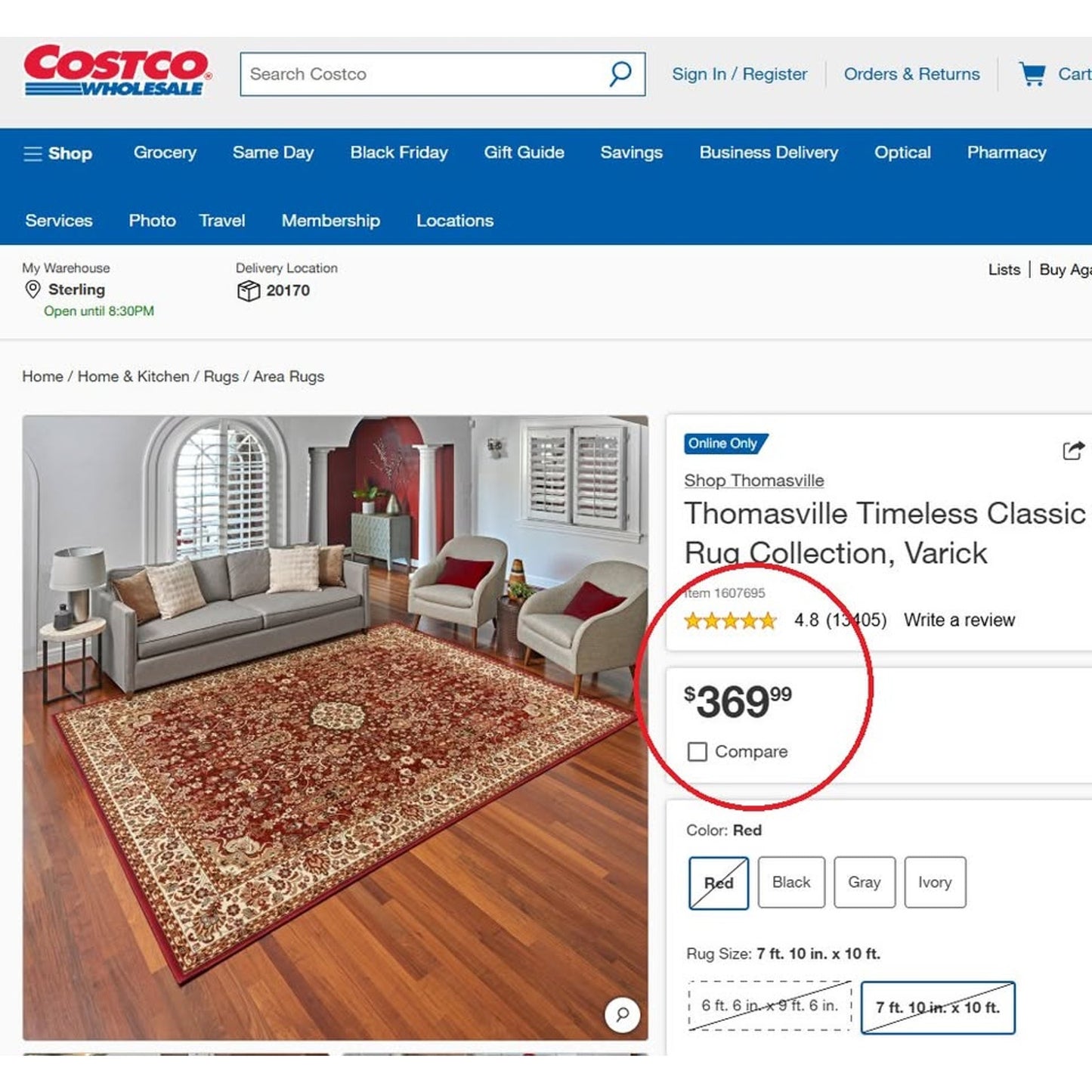 Premium Thomasville Timeless Classic Rug – Varick – 7'10" x 10' Area Rug Like NEW