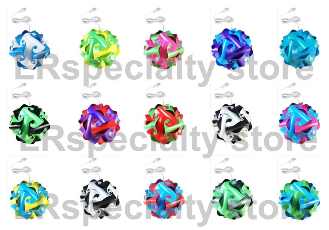 Custom Infinity Puzzle Lamp, 13" IQ Jigsaw Pendant Light, Modern Geometric Room Decor