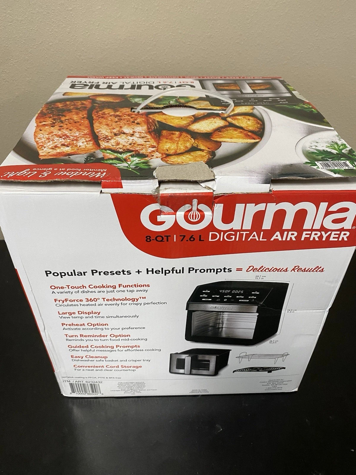 Gourmia 8 QT Digital Air Fryer Window & Light, Countertop Black (New Open Box)