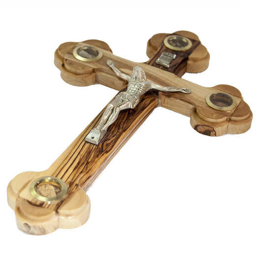 Handcrafted Olive Wood Cross & Crucifix from the Holy Land 9"X5"
